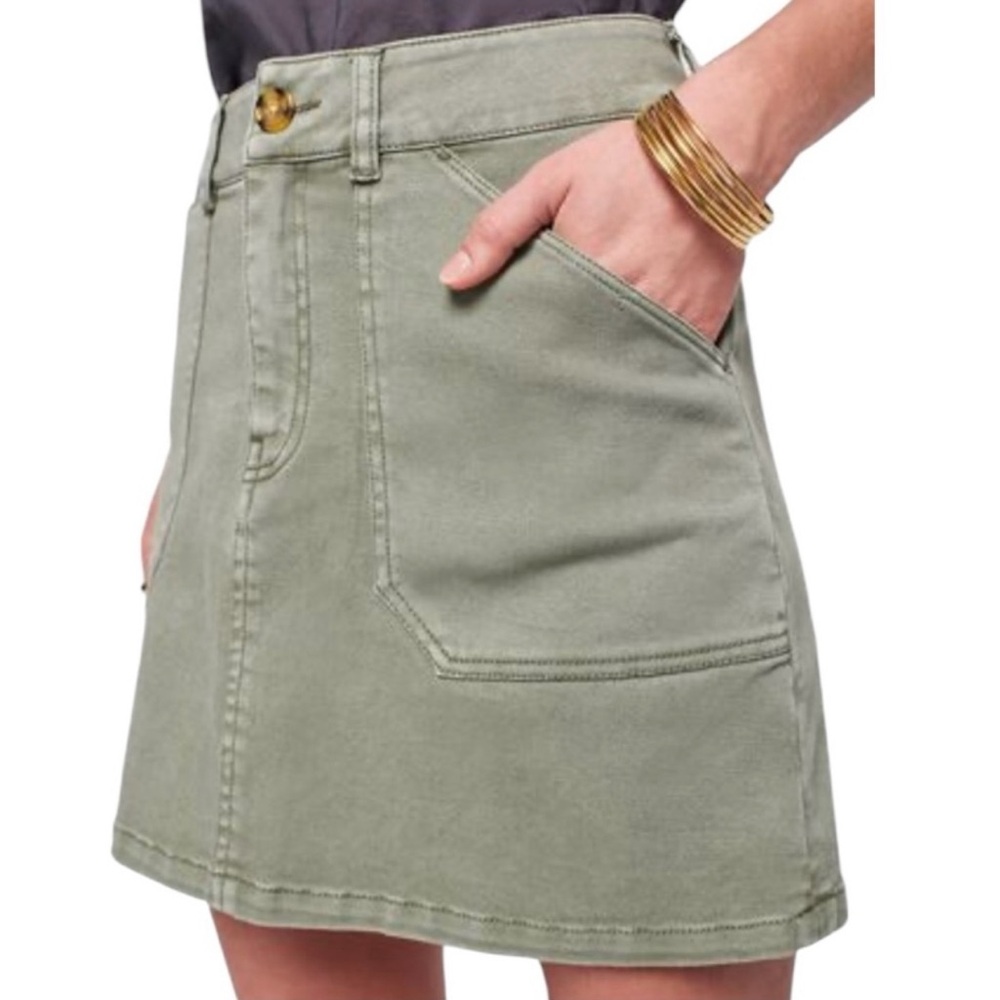 Faherty Green Mini A-Line Cargo Skirt
